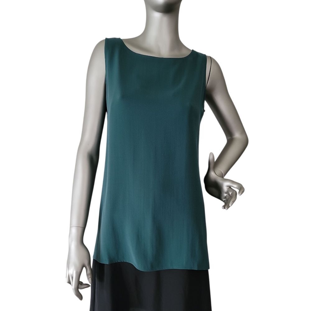 Eileen Fisher Silk Georgette Crepe Long Shell Top XXS